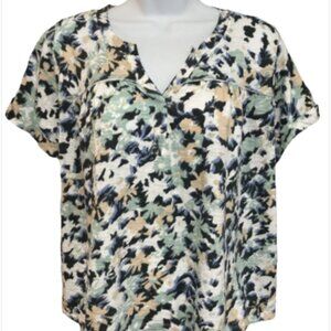 Wonderly Ladies Medium Multicolor V Neck Short Sleeve Blouse